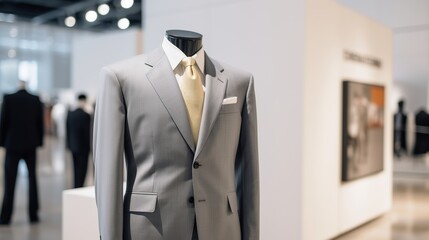 Wall Mural - Gray suits are displayed inside the store on mannequins