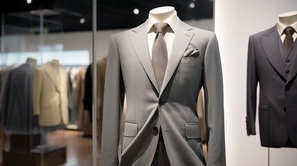 Wall Mural - Gray suits are displayed inside the store on mannequins