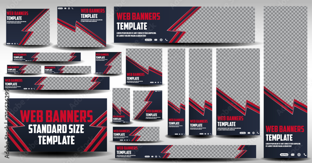 Set of creative web banners of standard size with a place for image ...