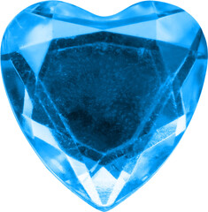 Wall Mural - blue heart shape crystal valentines day symbol sticker isolated on white background