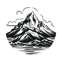 Wall Mural - Black and white mountain vector illustration