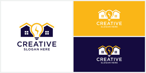 Wall Mural - Creative light bulb home building logo design template