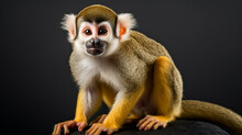 Squirrel Monkey On The Isolated Background, AI Generative.