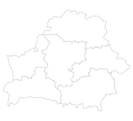  Belarus map. Map of Belarus in administrative provinces in white color