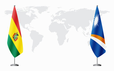 Bolivia and Marshall Islands flags for official meeting