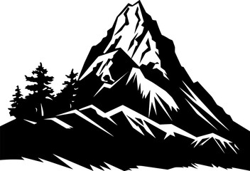 Wall Mural - Mountains vector.Mountain range silhouette isolated vector illustration. AI generated illustration.