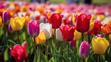 Fototapeta Tulipany - Vibrant Summer Flower Field - AI Generated