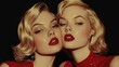 2 femmes qui vont s'embrasser avec style vintage affiche