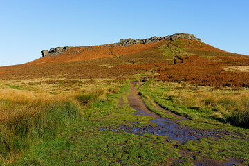 Poster - Muddy footpath leads up a steep slope to the top of Higger Tor