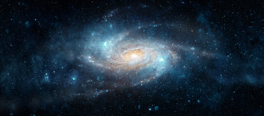 Wall Mural - a view from space to a spiral galaxy and stars. universe filled with stars, nebula and galaxy,. elem