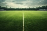 Fototapeta Sport - Empty soccer stadium game field Generative AI