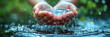 Hands holding clean water, World water day banner