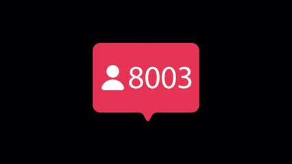 Wall Mural - Social media notification followers and friend request icon animation on transparent background alpha channel	