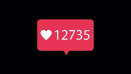 Wall Mural - Social media notification likes and heart love icon animation on transparent background alpha channel