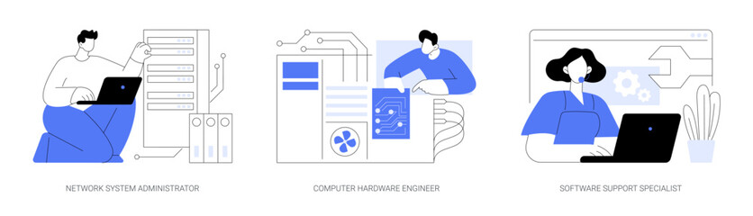Wall Mural - network maintenance and administration isolated cartoon vector illustrations se
