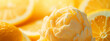 Lemon ice cream. Homemade citrus lemon ice cream with mint close-up