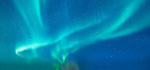 Wall Mural - northern lights or aurora borealis in the sky over tromso, norway