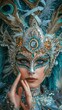 Sensual and cute woman Venice carnival participant in breathtaking costume