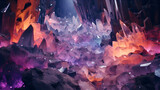 Fototapeta  - A hidden cave filled with glowing crystals