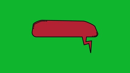 Sticker - Speech bubble on green screen background. Blank red chat balloon animation. Animated thought balloon.