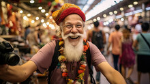 Travel Photographer In Hat Captures Lively Street Market Vibes