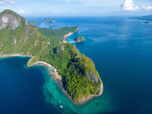 Philippines Aerial View. Cadlao Island. Palawan Tropical Landscape. El Nido, Palawan, Philippines. Southeast Asia.