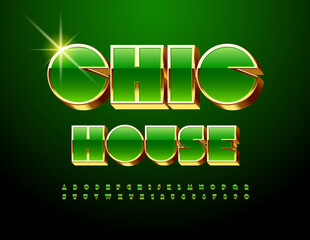 Poster - Vector premium Emblem Chic House. Luxury 3D Font. Exclusive Alphabet Letters and Numbers set.