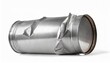 crumpled silver metal barrel white background isolated closeup dented oil drum crushed steel keg battered tin food can squashed aluminium cask wrinkled container broken packaging waste garbage