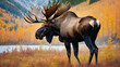 moose, mountains, double exposure