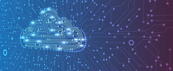 Modern cloud technology. Integrated digital web concept background