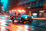 Fototapeta Miasto - Life-Saving Sprint: Urban Ambulance Scene