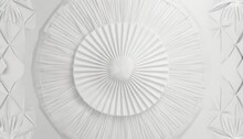 White Abstract Geometric Flower Wallpaper Background Elegant Minimal Subtle Light Grey Shadow Sacred Geometry Mandala Packaging Or Display Backdrop Technology Or Luxury Concept 3d Fractal Rendering