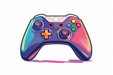 Game Controller with Colorful Paint Background Created with Generative AI Technology