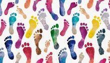 Cross Ways Colorful Human Footprints White Background Isolated Multicolor Watercolor Barefoot Footsteps Pattern Chaotic Foot Print Walking Paths Bare Feet Routes Chaos Illustration Crossing Lines