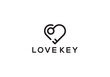 love key logo, heart padlock, romance, dating simple icon design