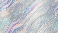 Seamless Iridescent Silver Abstract Wavy Marble Or Tiger Stripe Background Texture Trendy Holographic Metallic Mirror Foil Pastel Prism Light Effect Retro 80s Vaporwave Mirror Foil 3d Rendering