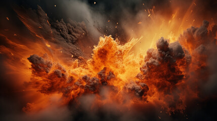 Wall Mural - War abstract background with fire smoke and explosions. Ai Generated. 