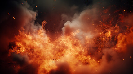 Wall Mural - War abstract background with fire smoke and explosions. Ai Generated. 