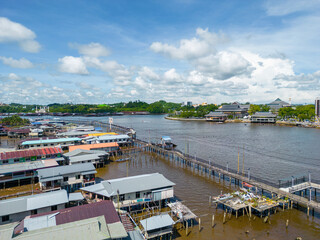 Wall Mural - Bandar Seri Begawan floating village. Aerial View. Bandar Seri Begawan, the capital of Brunei Darussalam. Borneo. Southeast Asia.