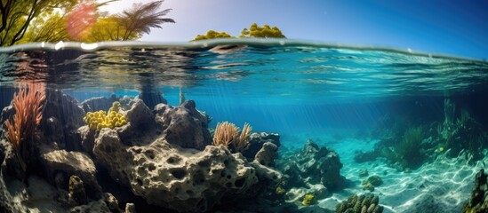 Wall Mural - Coral reef near Bonaire's coast in the Caribbean.