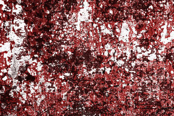 Wall Mural - Red paint cracks background. Scratched lines texture. White grunge concrete wall pattern for graphic design. Peel paint crack. Weathered rustic surface. Dry peeling paint backdrop.