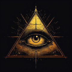 Illuminati triangle community with the eye of the masons