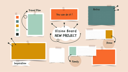 Vector photo collage template moodboard pictures grids vector illustration, vision board	
