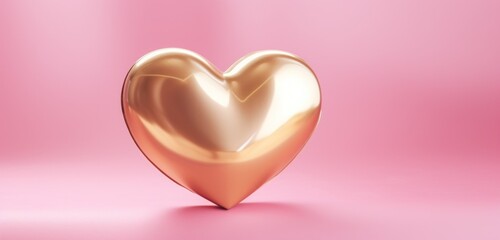 Canvas Print - an empty gold heart on a pink background