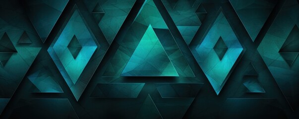 Wall Mural - Symmetric teal triangle background pattern