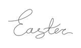 Fototapeta Młodzieżowe - Holiday Easter calligraphy thin line. Brush pen lettering. Hand drawn doodle style, holiday ink. Vector illustration.