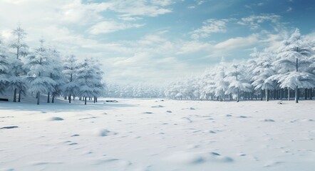 Wall Mural - winter landscape with trees and snow