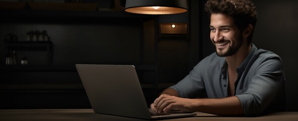 Canvas Print - man working on laptop computer