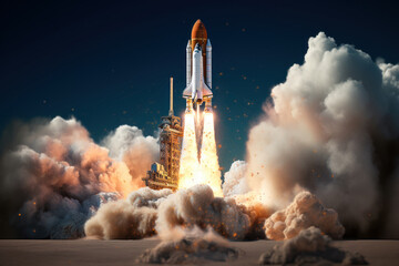 Wall Mural - a rocket launching into space with tremendous speed, symbolizing the propulsion and velocity of spac
