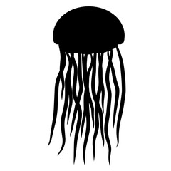 Wall Mural - Jellyfish silhouette icon vector. Jellyfish silhouette can be used as icon, symbol or sign. Jellyfish icon vector for design of invertebrate, undersea or marine